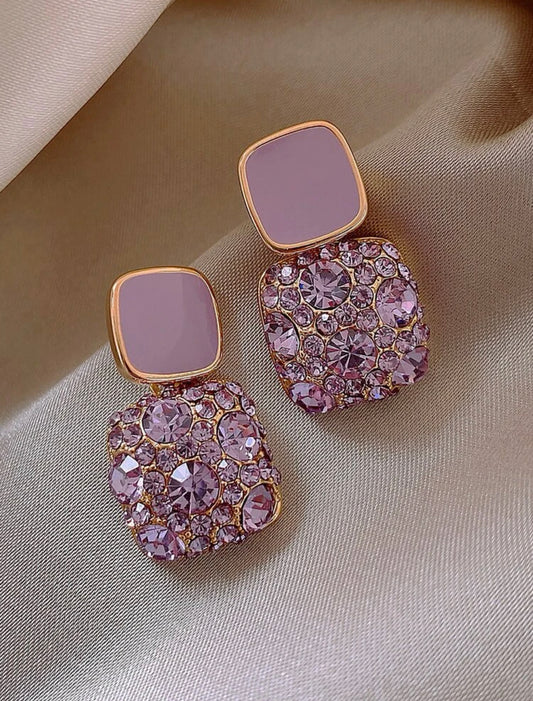 Small Studded Purple Earrings
