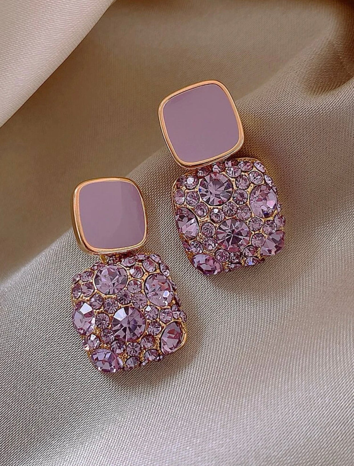 Small Studded Purple Earrings